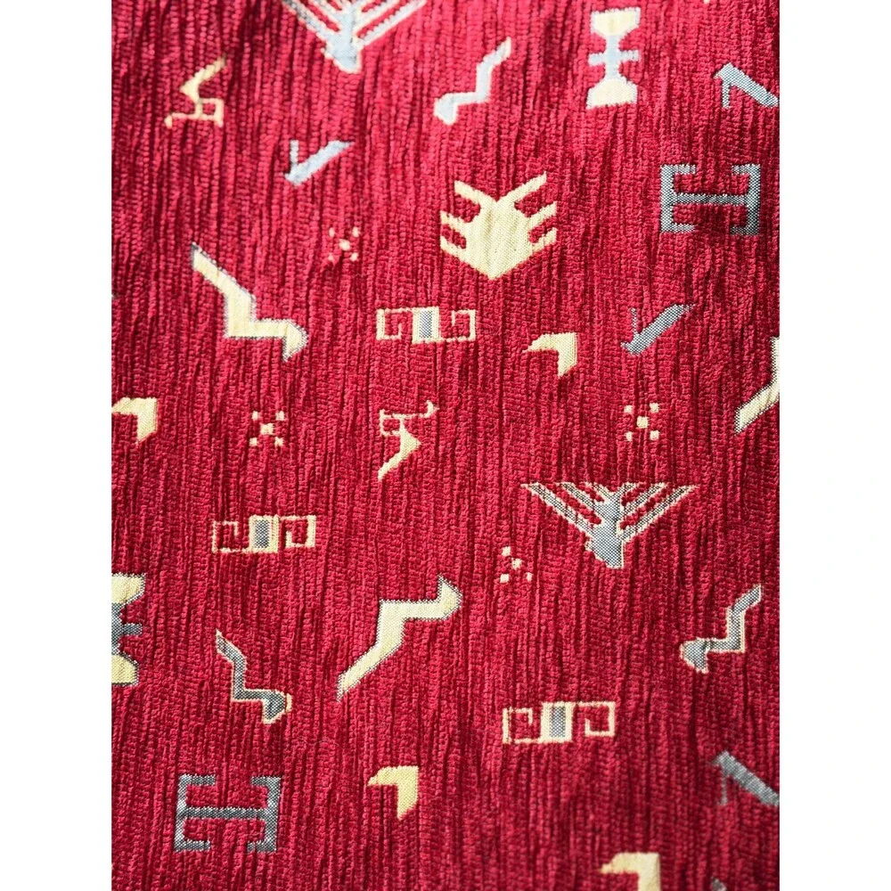 The Loom Alaska Woven Tapestry Throw | Red Geometric Coverlet 62x60 | Lodge Sout